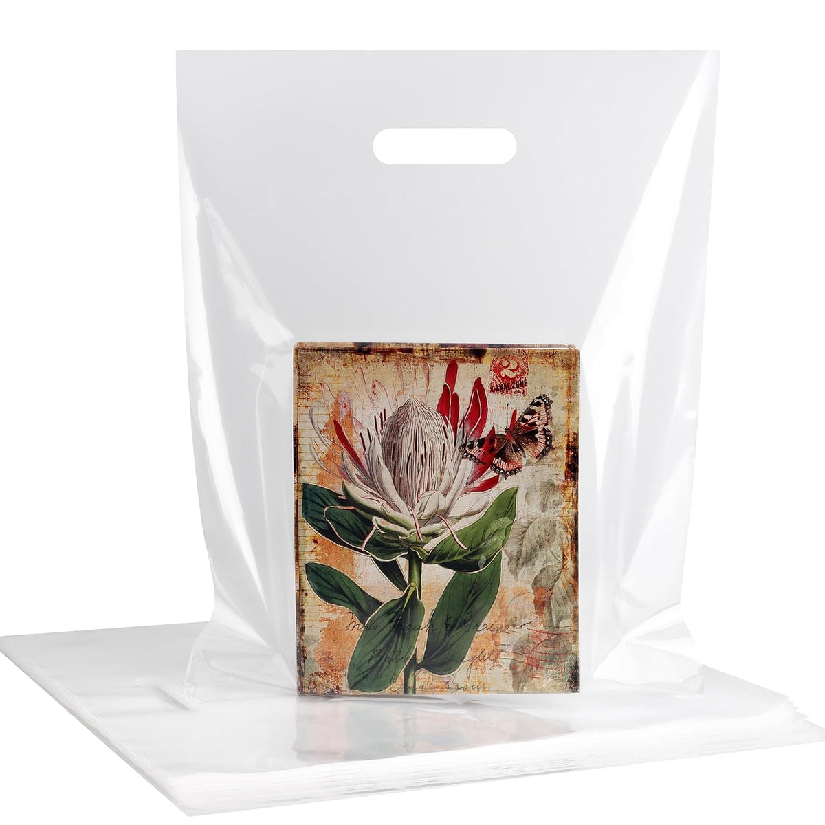 12x15 Clear Plastic Bags with Handles 100 Pack