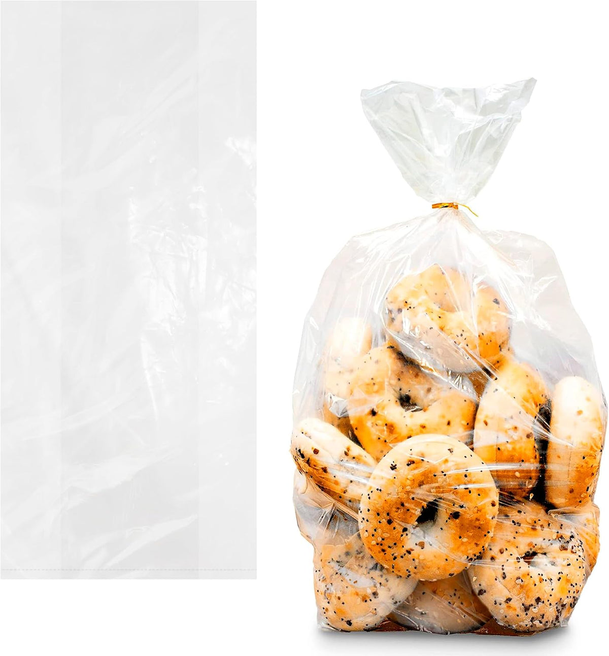Gusseted Poly Bags, Clear Plastic Bread Bags Open Top, 10 x 8 x 24 Inch, 1 Mil, Pack of 1000