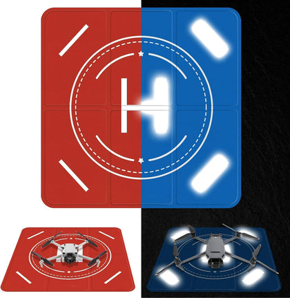 Nighttime Reflective Drone Landing Pad, Fast-fold Double Sided Waterproof Landig Pad Weighted for DJI Mini 5 Pro/ 4/3