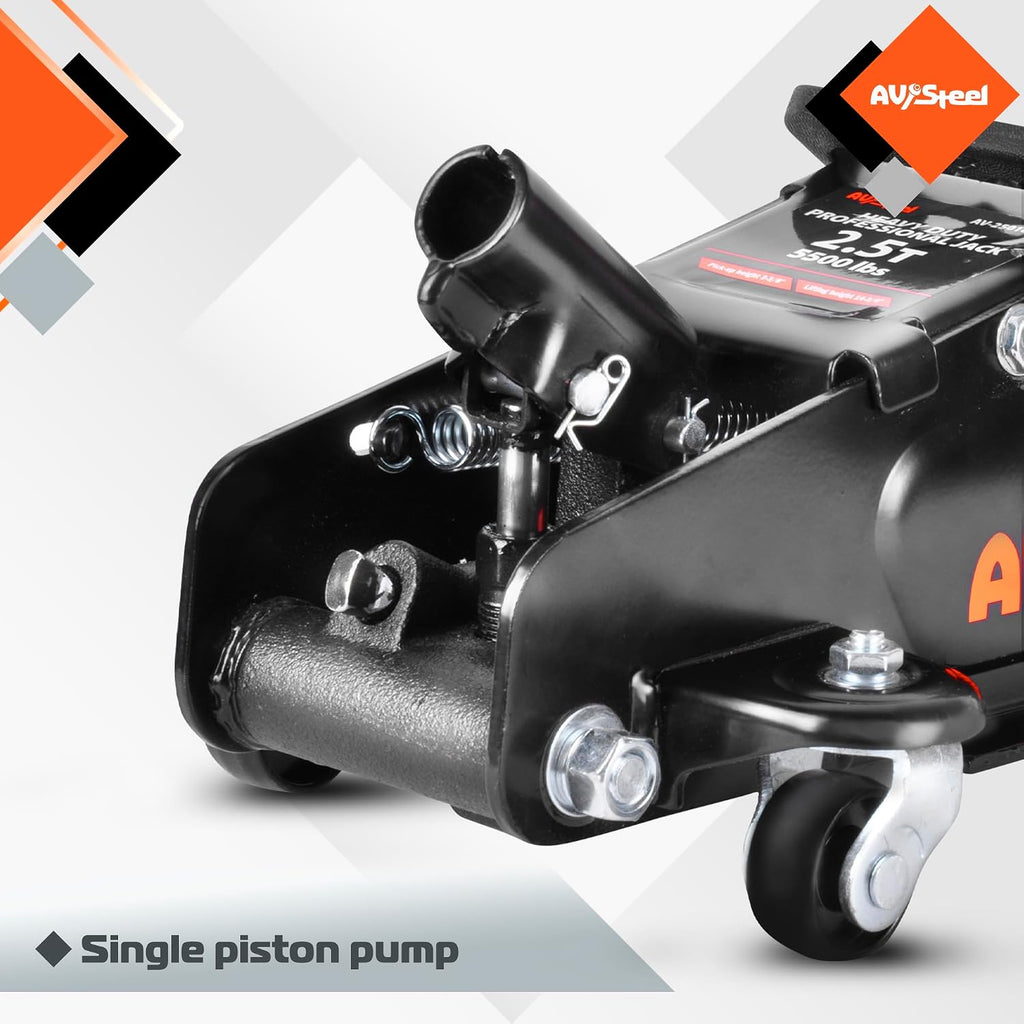 Low Profile Floor Jack 2.5 Ton (5000 lbs), Lift Range 3.4" to 14.6" for Cars & Sedans, Hydraulic Steel Jack with