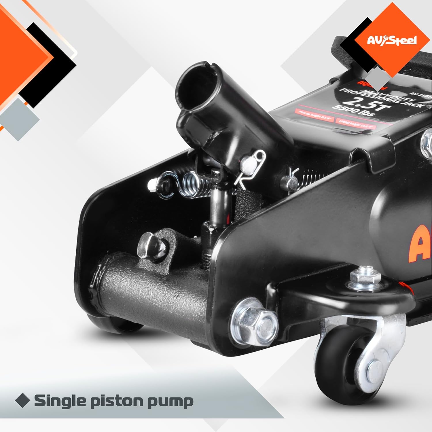 Low Profile Floor Jack 2.5 Ton (5000 lbs), Lift Range 3.4" to 14.6" for Cars & Sedans, Hydraulic Steel Jack with