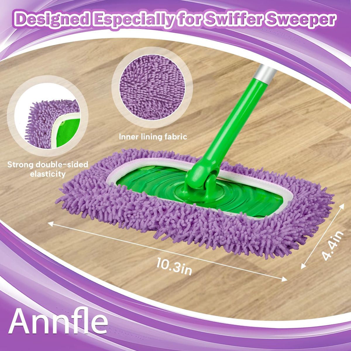 6 Pack Reusable Microfiber Mop Pads for Swiffer Sweeper Mop
