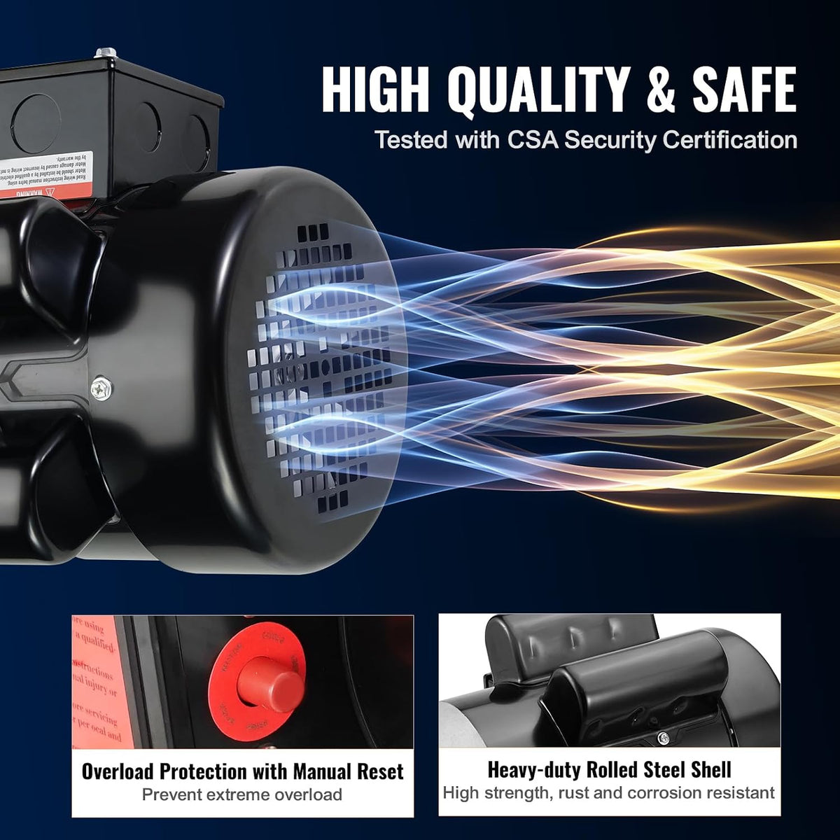 VEVOR 1.5HP Electric Motor 1725 RPM, AC 115V/230V, 56C Frame, Air Compressor Motor Single Phase, 5/8" Keyed Shaft, CW/CCW R