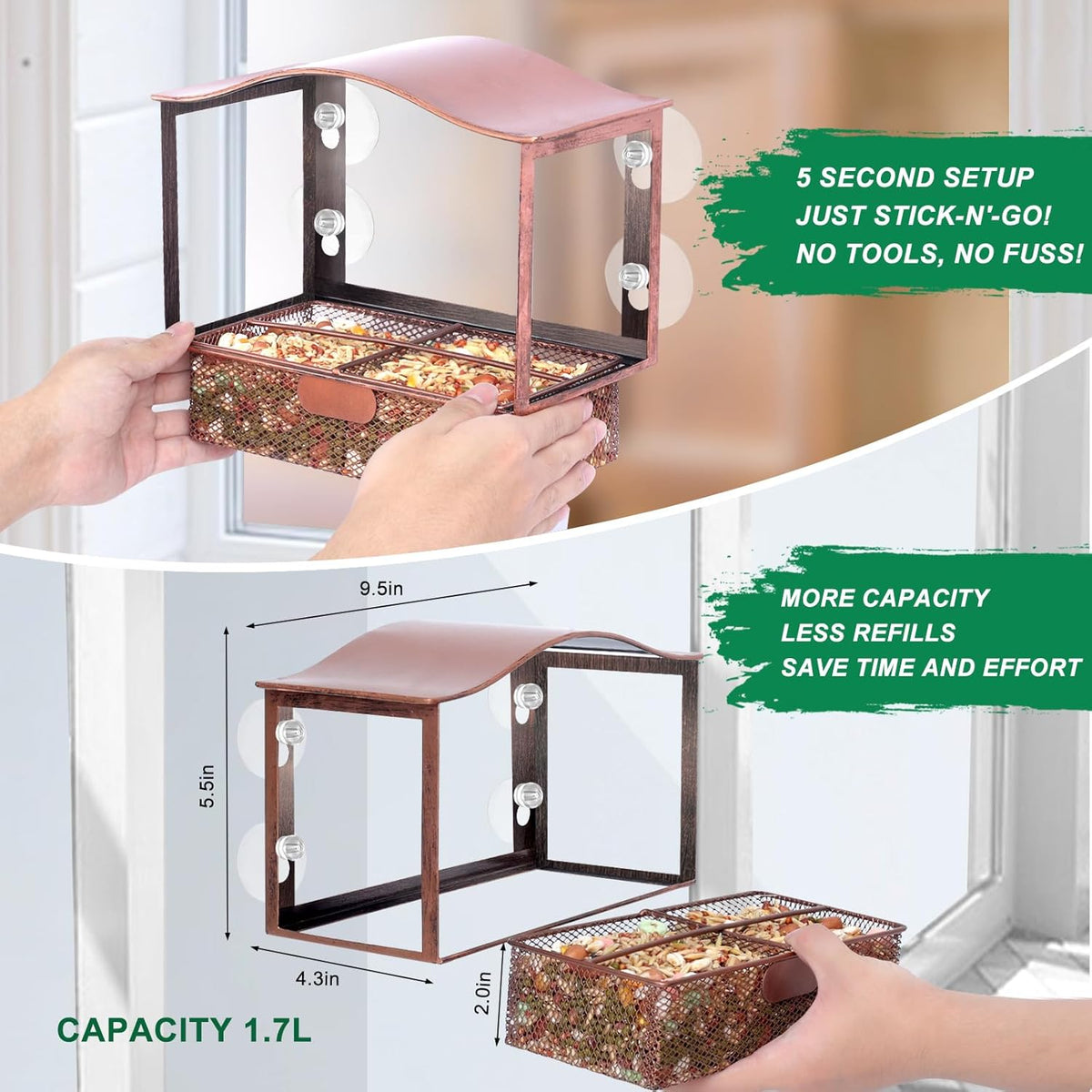 Window Bird Feeder with Strong Suction Cups