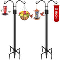 Double Shepherds Hooks for Outdoor, 2-Pack Heavy Duty Garden Pole for Hanging Bird Feeder, Plant Baskets, Solar Light