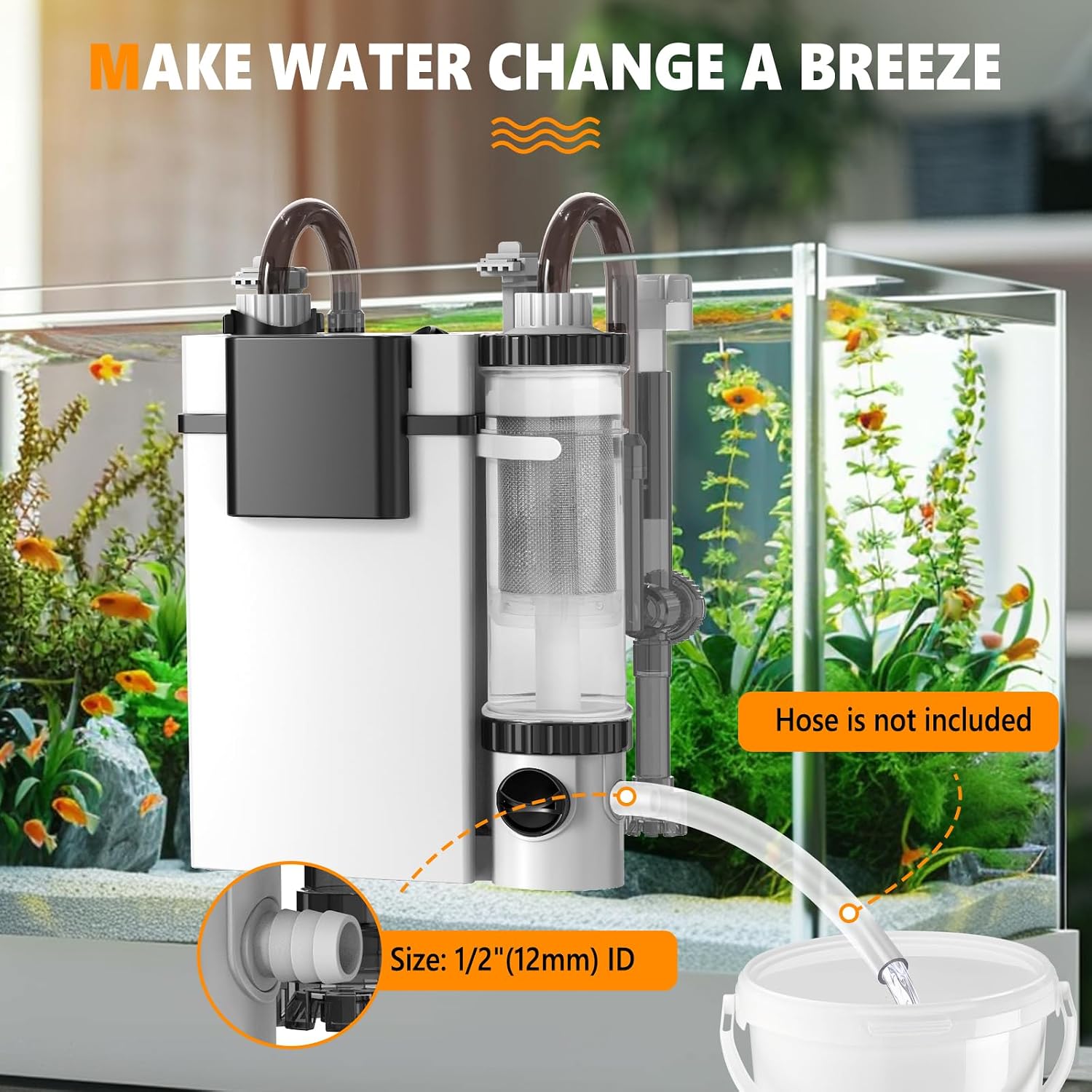 Quiet Hang On Back Aquarium Filter 15-40 Gallon Small Fish Tank Canister Filter with Surface Skimmer Spray Bar 3