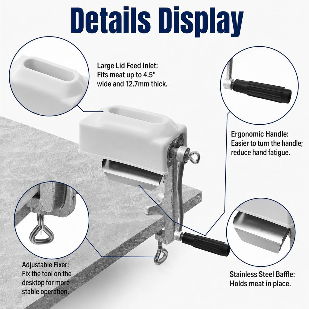 Manual Meat Tenderizer Cuber Tool, Heavy Duty Meat Tenderizer Machine, Desktop Clamp On Steak Flatten Cuber Rolling