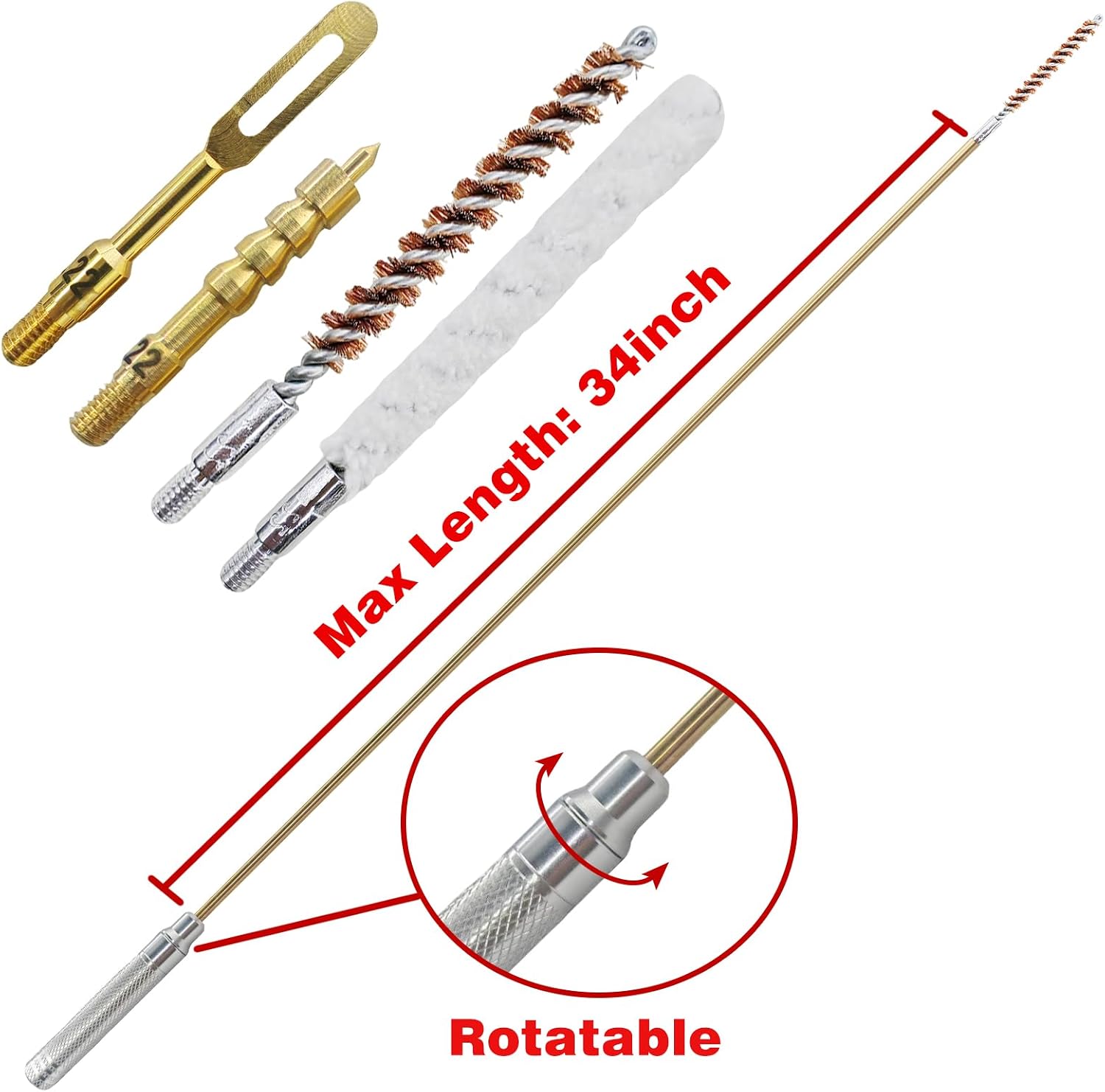 Gun Cleaning Kit for .22 .223Cal 5.56mm .22LR Rifle Pistol Cleaning Kit with Gun Cleaning Patches, Bronze Bore Brush