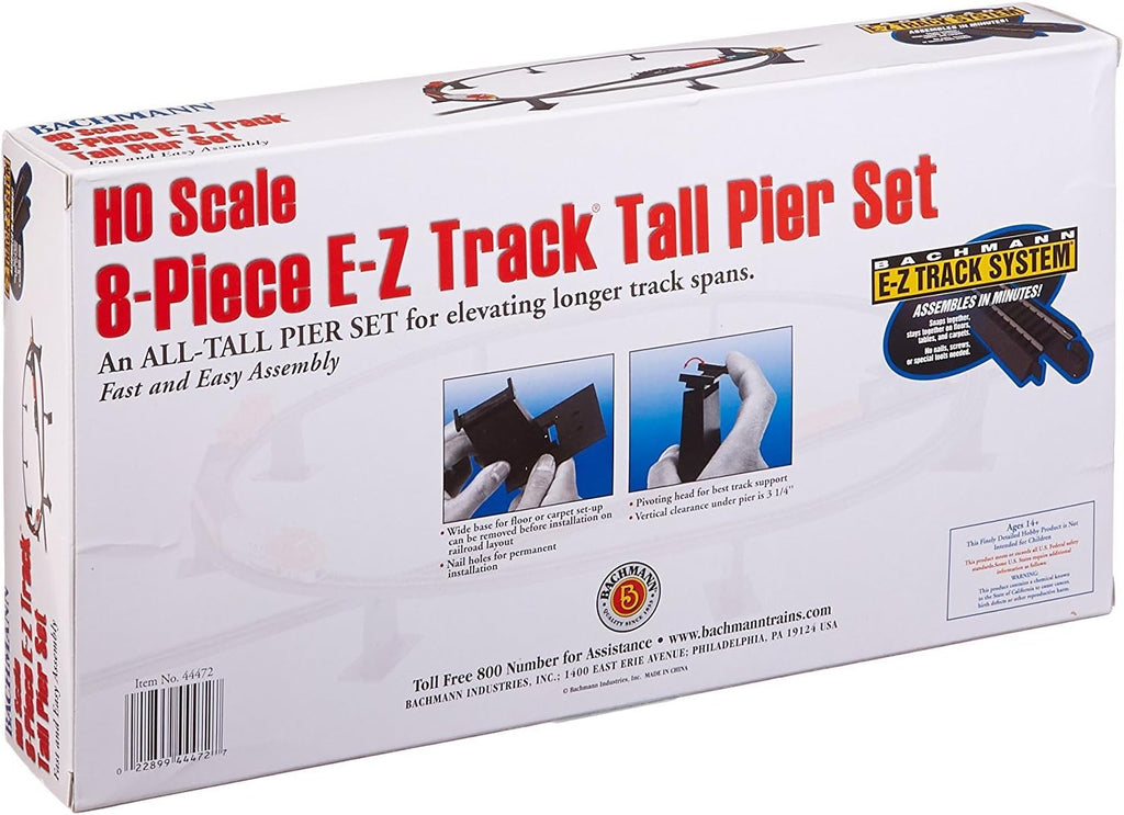 Trains 8 PC. E-Z TRACK TALL PIER SET - HO Scale