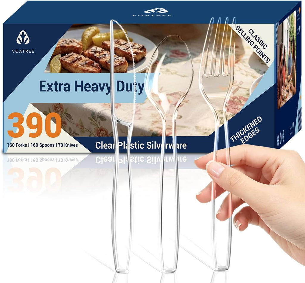 390 Count Extra Heavy Duty Clear Plastic Silverware