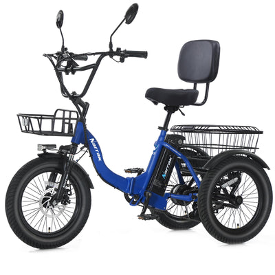 Electric Tricycle for Adults,Fat Tire Folding Electric Trike,3 Wheels Electric Bicycle Bikes, Peak 1100W Step-Thru