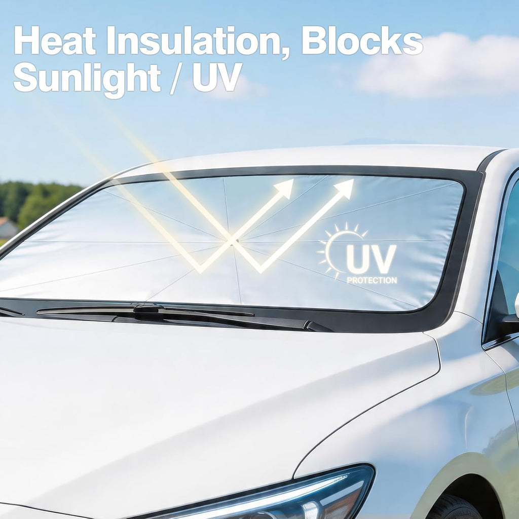 Umbrella Sunshade for Car Windshield - Windshield Sun Shade 2026 Upgraded Foldable 57"x32" - Sunshade for Car Front