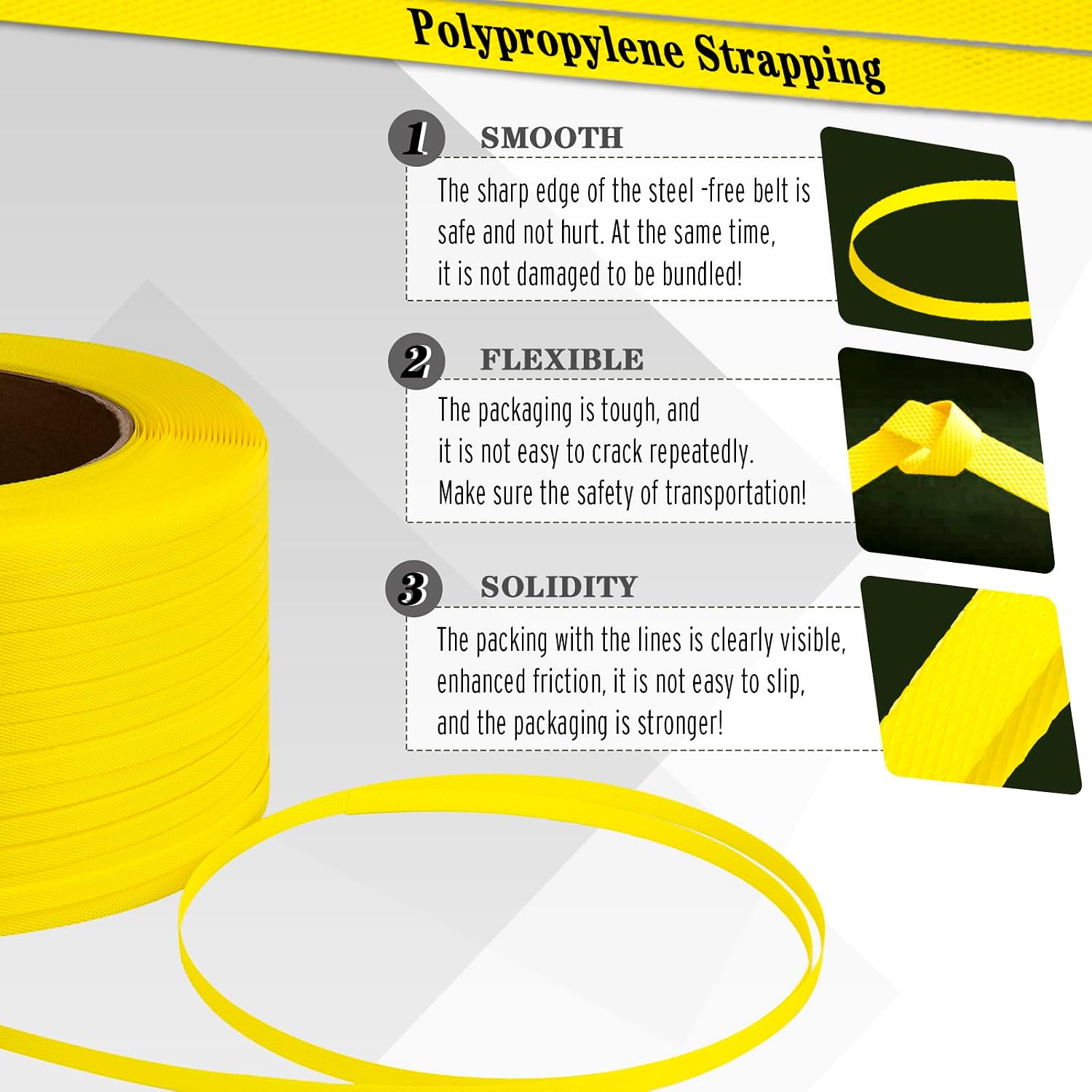 Poly Strapping, Packaging Banding Strap, Pallet Strapping Roll 3280' Length - Polypropylene Strapping 1/2" Width
