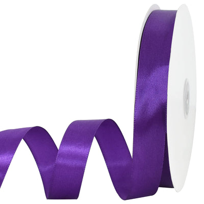 7/8 Inch x 100yds Dark Purple Satin Ribbon Thin Solid Frabic Ribbons for Gift Wrapping, DIY Crafts Bows, Invitations