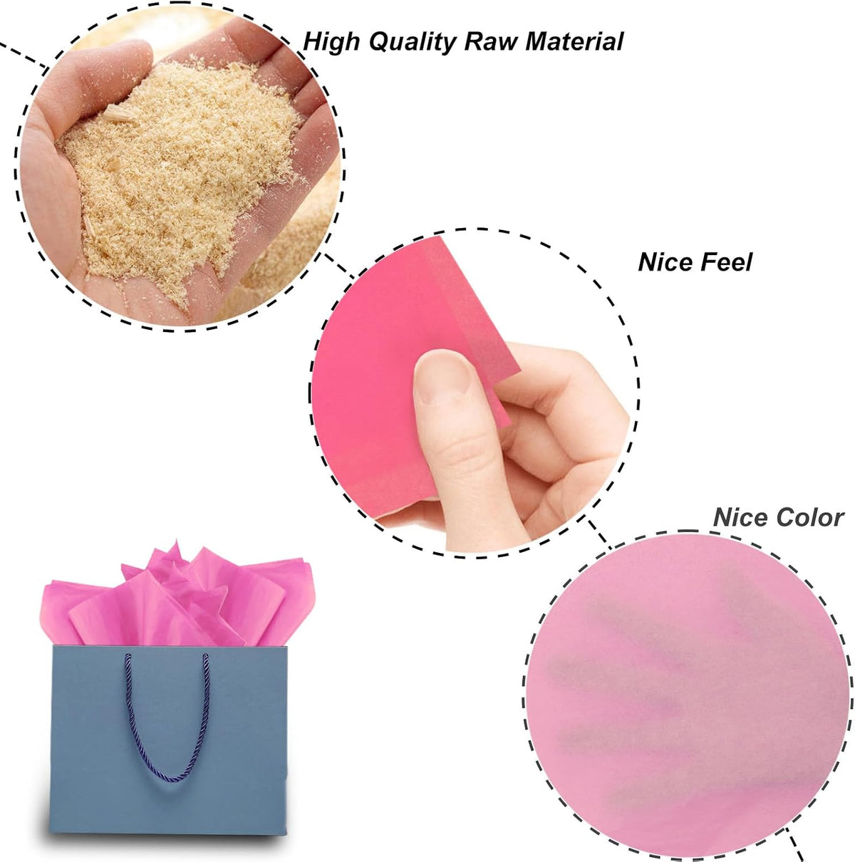 120 Sheet Mix Pink Tissue Paper HMUIKFRY 20x14Inch Wrapping Paper