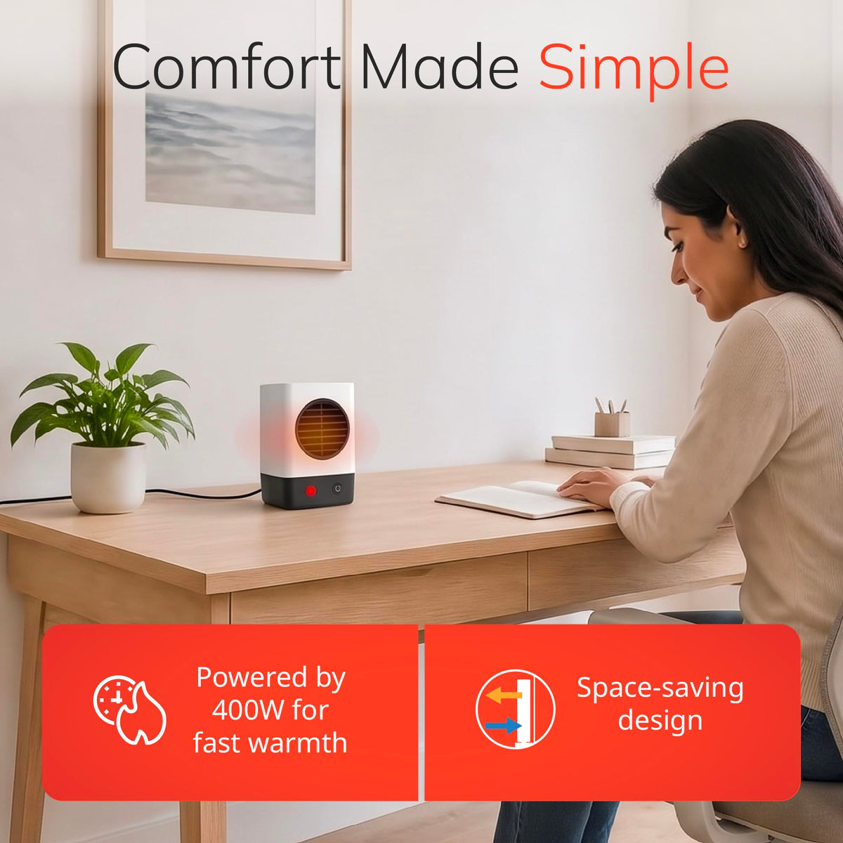 6" MyHeat Mini Ceramic Space Heater with Easy Controls - White - 201