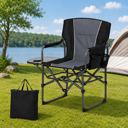 Oversized Directors Camping Chair for Adults, Heavy Duty Folding Camping Chair Supports 400 LBS, Portable Lawn Chair