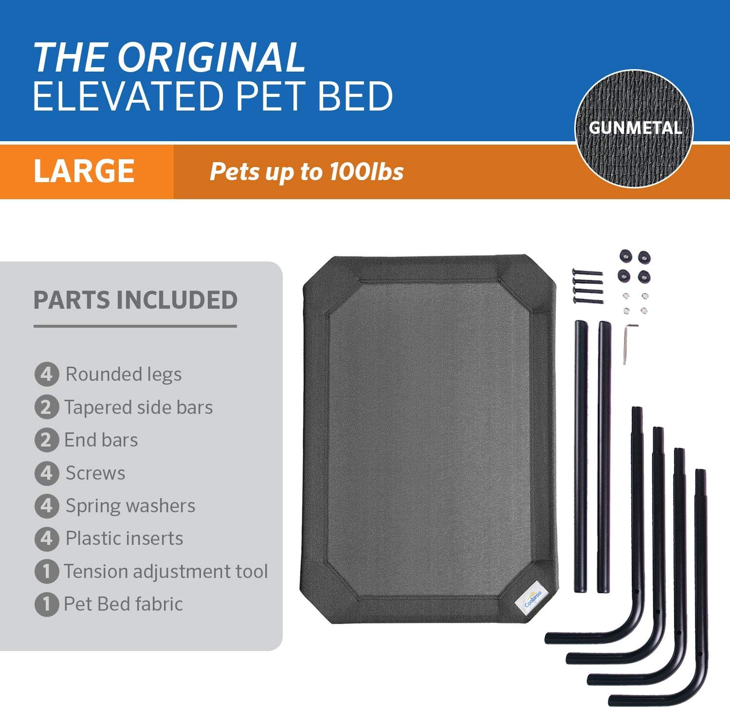 Original Elevated Dog Bed - Breathable Off-The-Ground Pet Bed with Cooling Fabric, Joint Relief & Moisture-Resistant