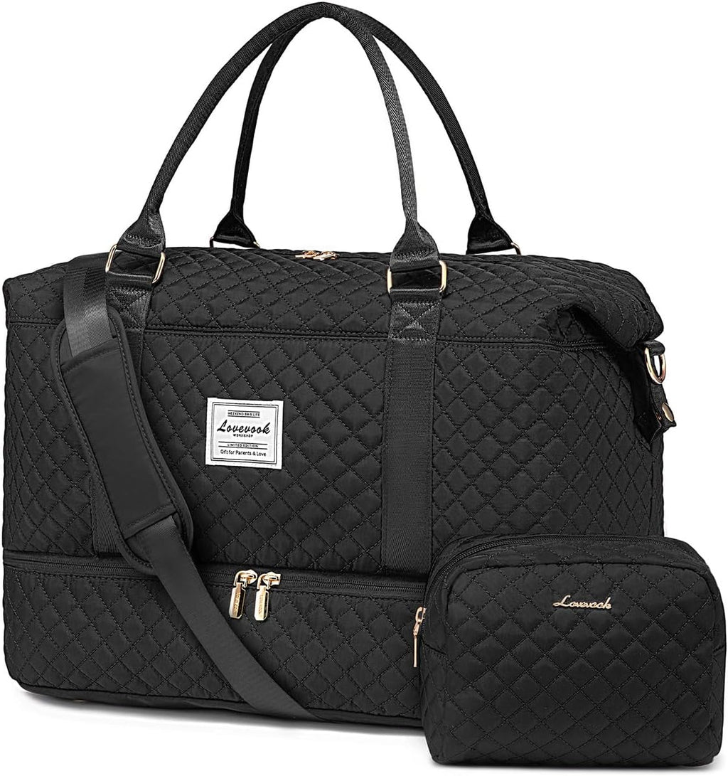 Travel Duffle Bag,Weekender Bags for Women with Shoe Compartment，Carry on Overnight Bag with Toiletry Bag,Gym Duffel