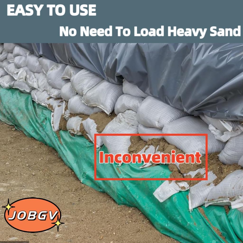 Water Barrier 5 ft x 6.5 inch Water Activated Flood Barriers, Sandless Sandbag for Flooding Reusable Water Absorber