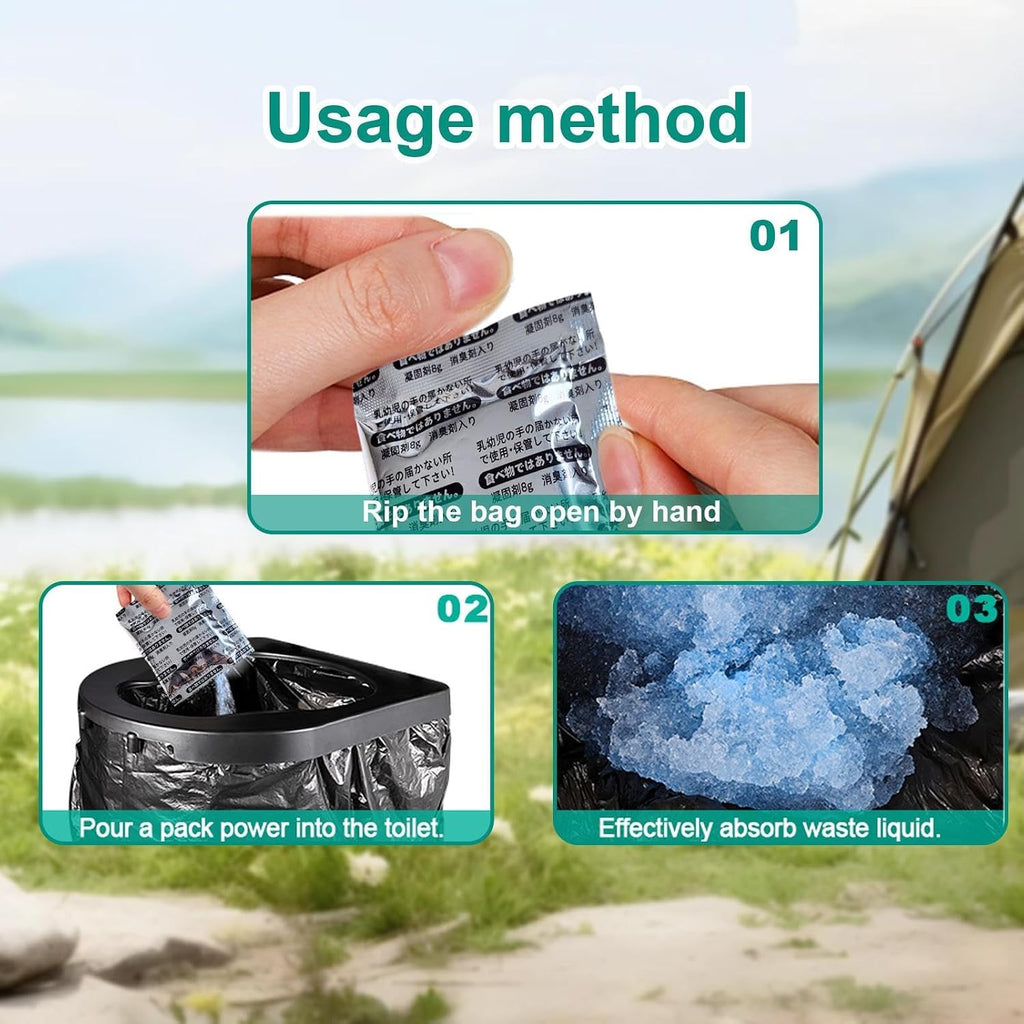 Camping Toilet Gel Portable Solidifier Absorber | 50 Bags Urine Powder for Camping Urinal Pet Child Diapers Outdoor