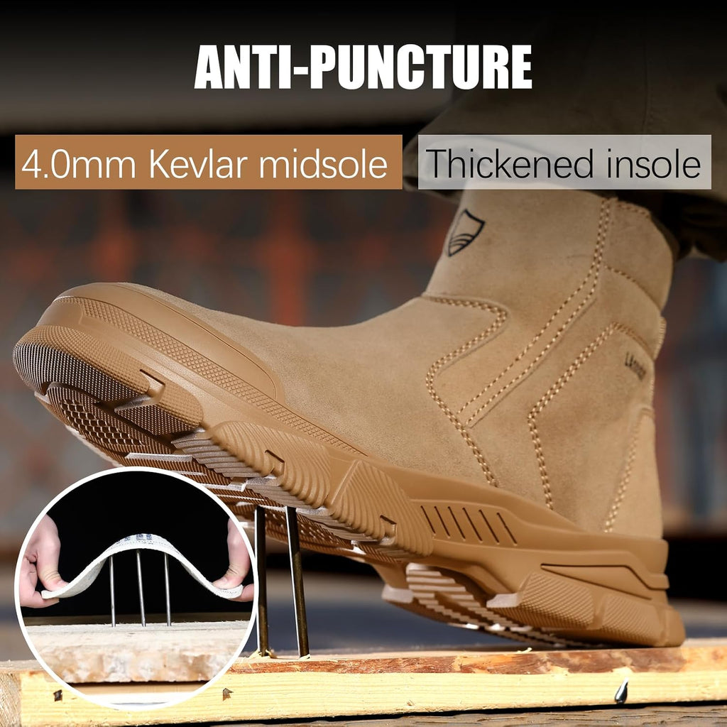 Steel Toe Boots for Men High-Top Safety Toe Welding Work Boots | Anti Smashing, Puncture Resistant, High-Top Ankle