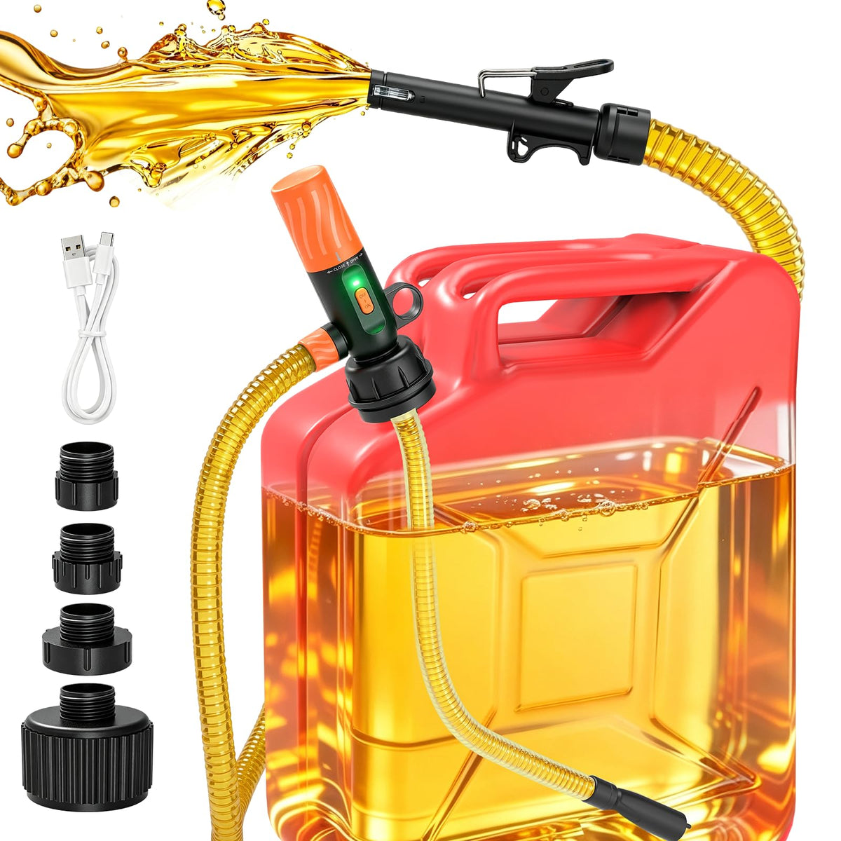 Electric Fuel Transfer Pump, Gas Can Pump with One Touch Start Auto-Stop