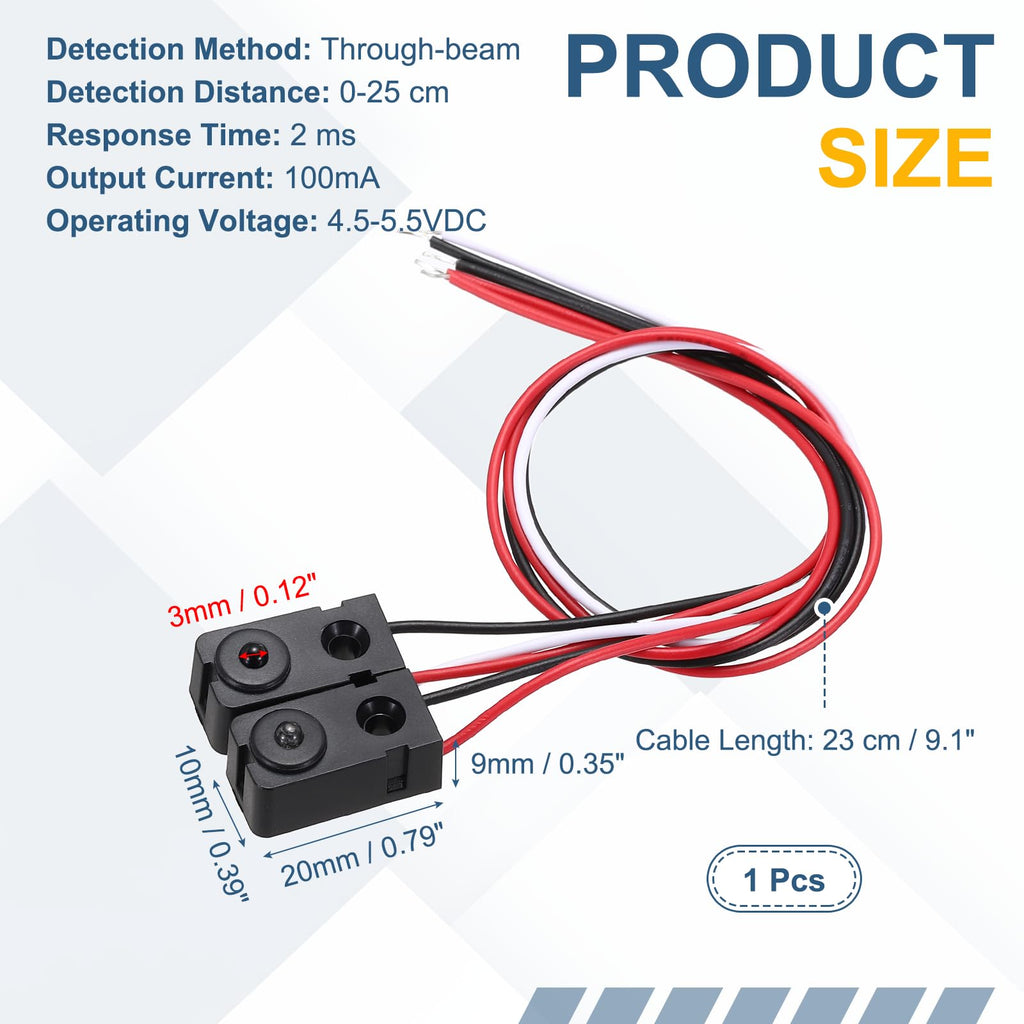 Rebower IR Break Beam Sensor, 3mm LEDs Through Beam Sensor 0-25cm