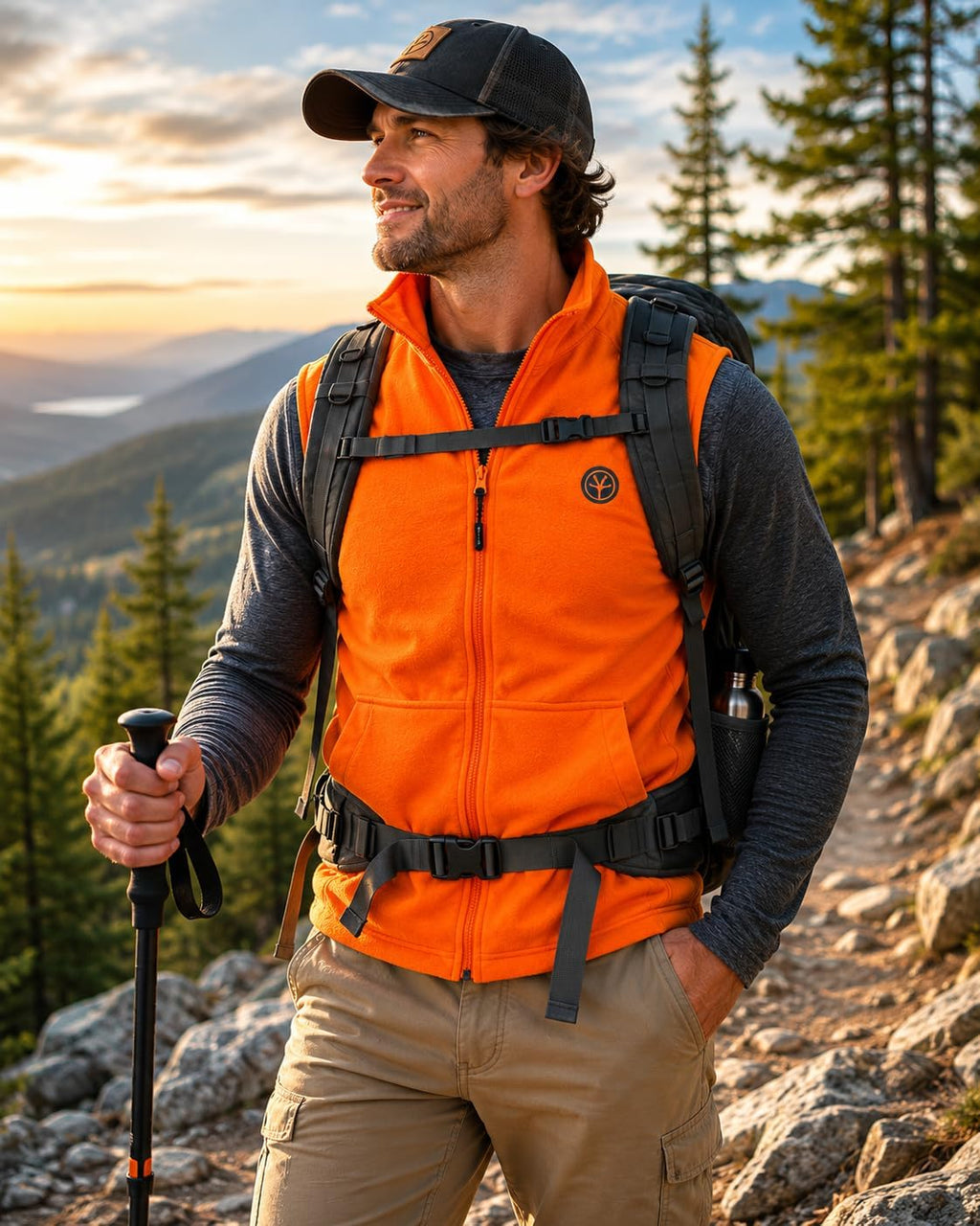 by Treel Men's Fleece Safety Blaze Orange High Visibility Hunting Vest