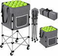 Tennis Ball Hopper with Wheels, 180 Capacity Ball Cart, Grey
