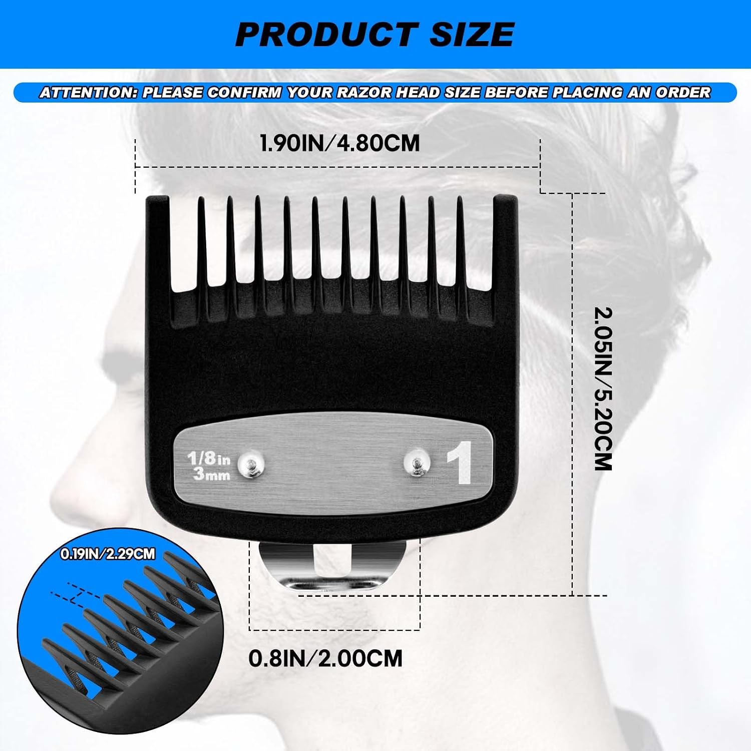 Replacement for Wahl Clipper Guards Set Hair Clipper and Trimmer,Compatible with Wahl 1 Guide Comb Attachment