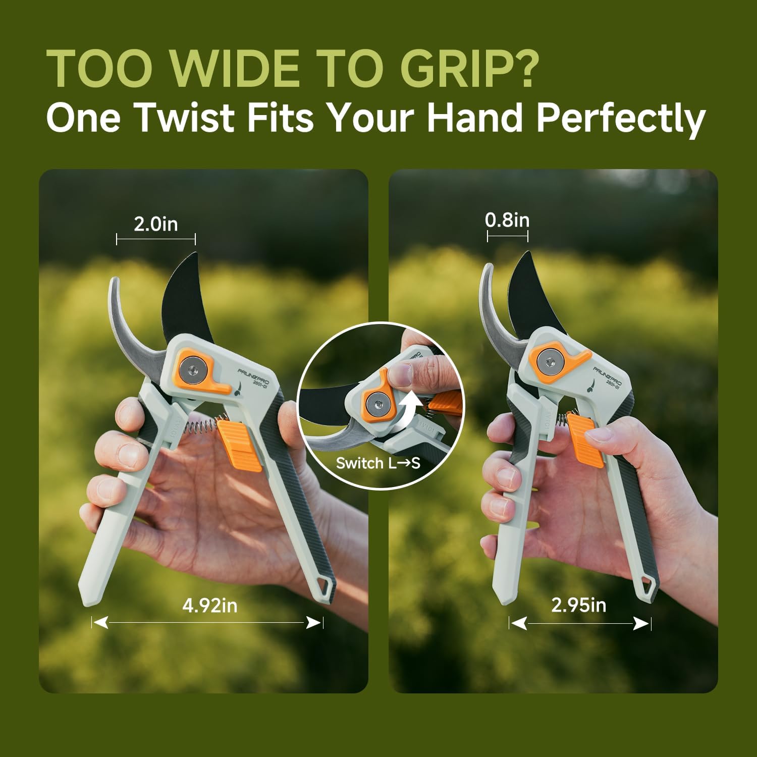 Pruning Shears Loppers Set - Adjustable Bypass Hand Pruner Sharp German Stainless Steel Teflon Coating Garden