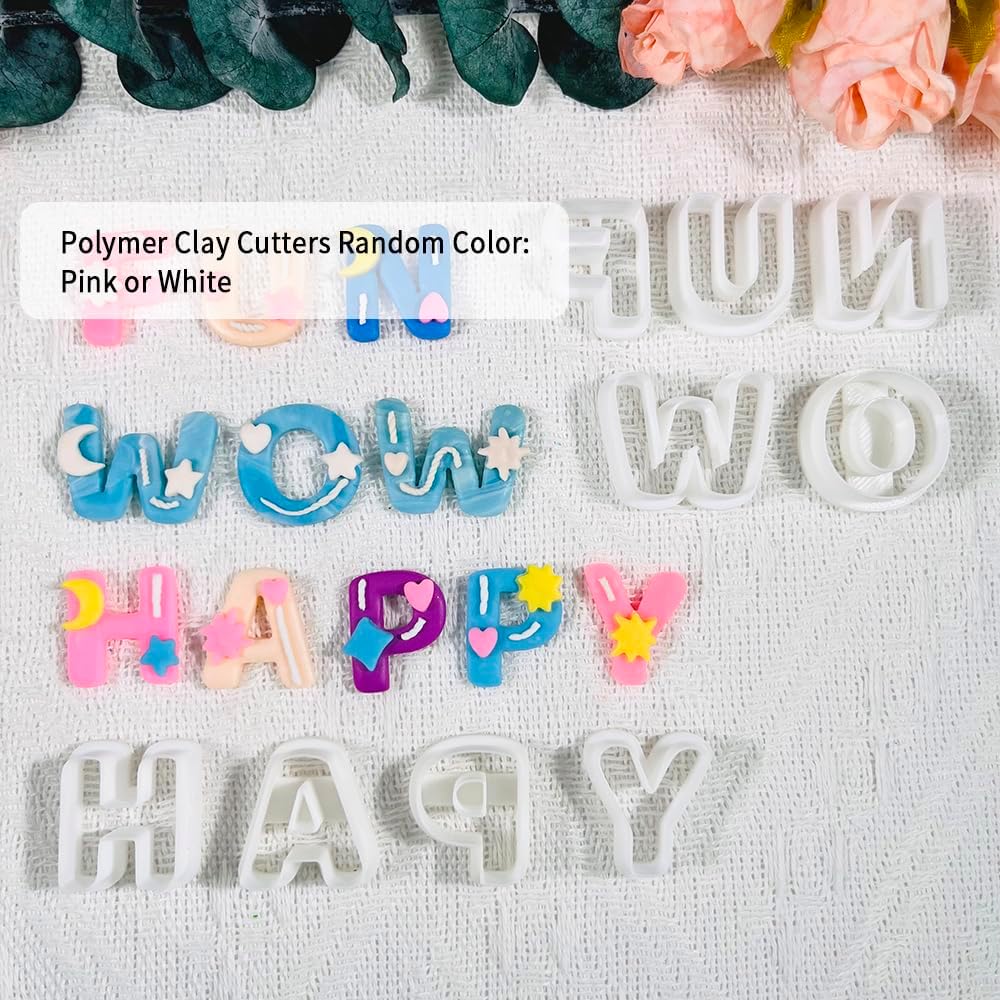 Alphabet Polymer Clay Cutters: 26 Pcs, Letter Designs for Polymer Clay Jewelry,Letter Clay Molds for DIY Custom Clay