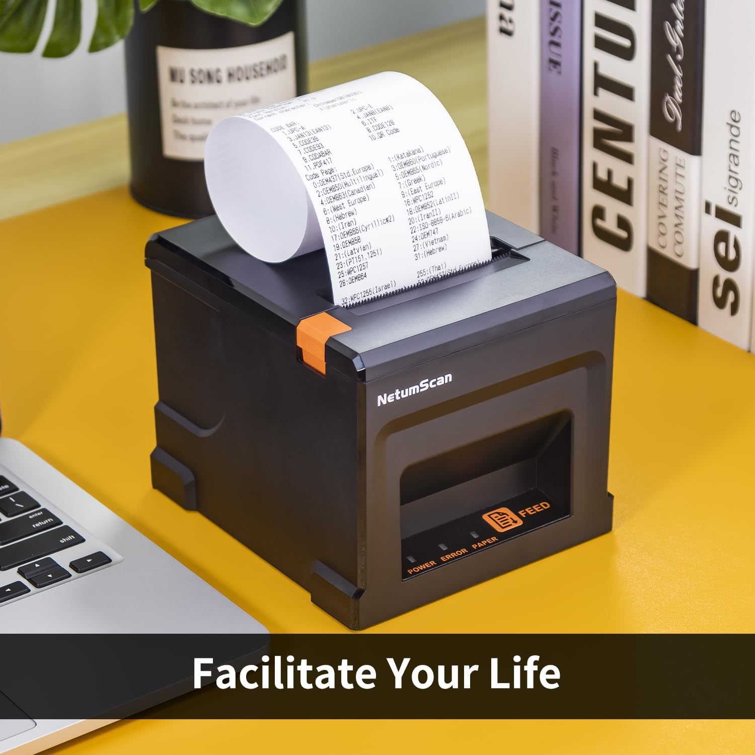 80mm POS Receipt Printer 300mm/s USB Thermal Receipt Printer with Auto Cutter Cash Drawer, USB Ethernet