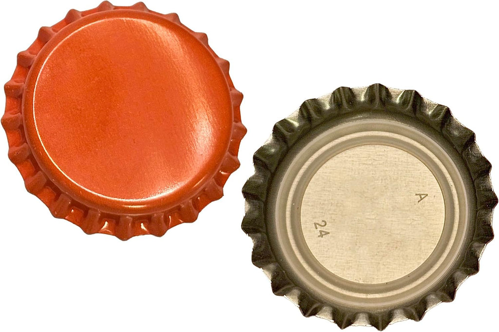 144 Oxygen Absorbing Beer Bottle Caps | 26mm Pry-Off Orange Standard Homebrew Bottle Tops for Glass Bottles |