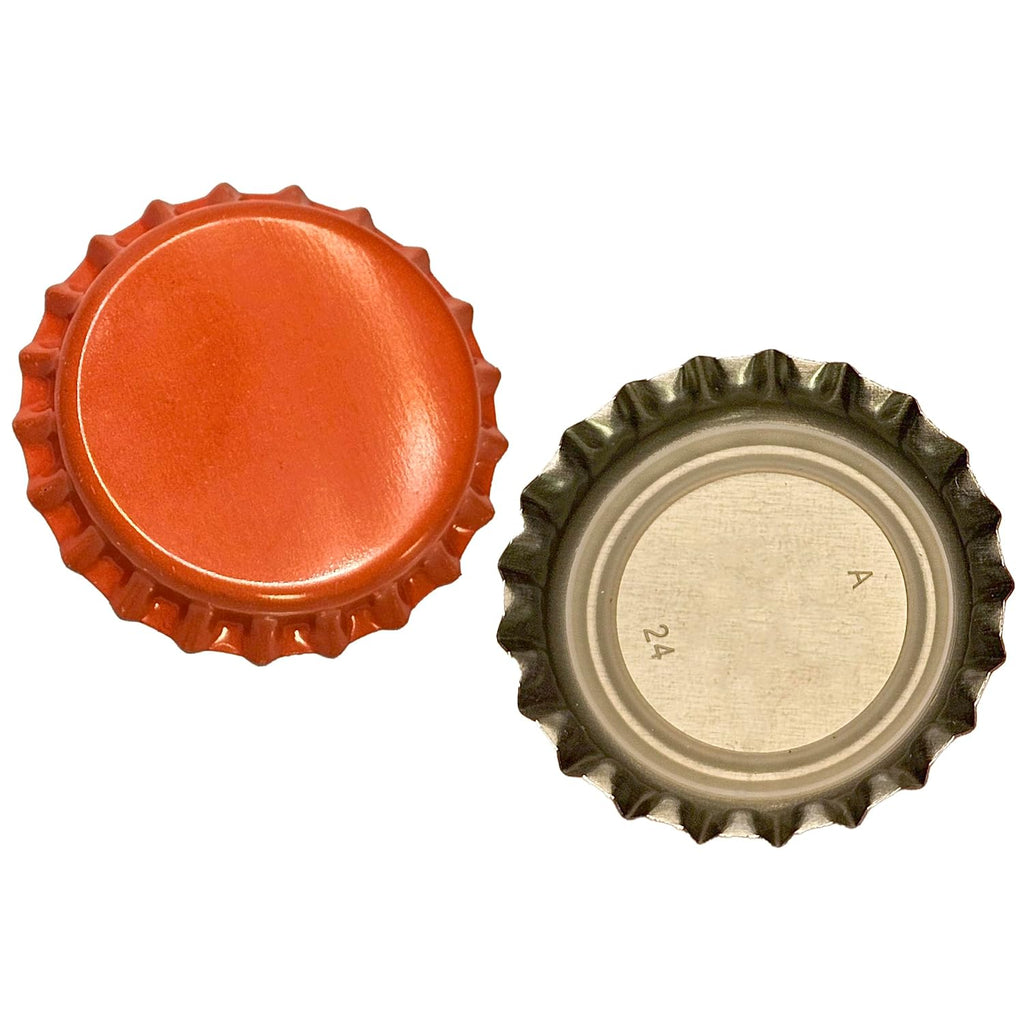 144 Oxygen Absorbing Beer Bottle Caps | 26mm Pry-Off Orange Standard Homebrew Bottle Tops for Glass Bottles |