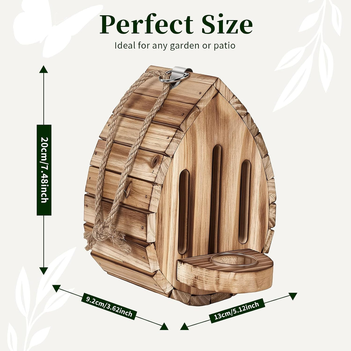 Butterfly House for Outside, Wooden Butterfly Habitat, Butterfly Feeder and Shelter, Hanging Pollinator House for