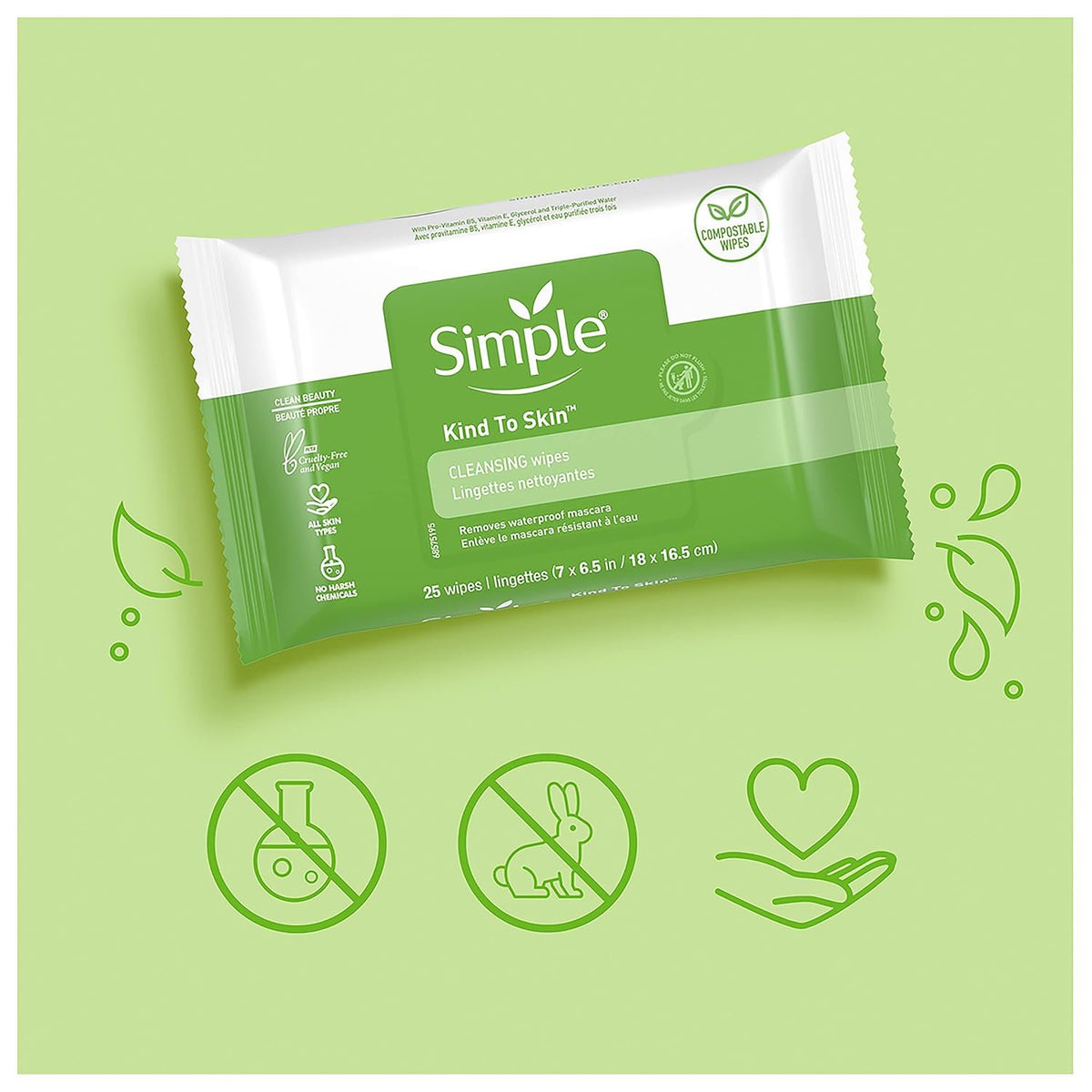 Kind To Skin Cleansing Makeup Remover Wipes, 2 pc