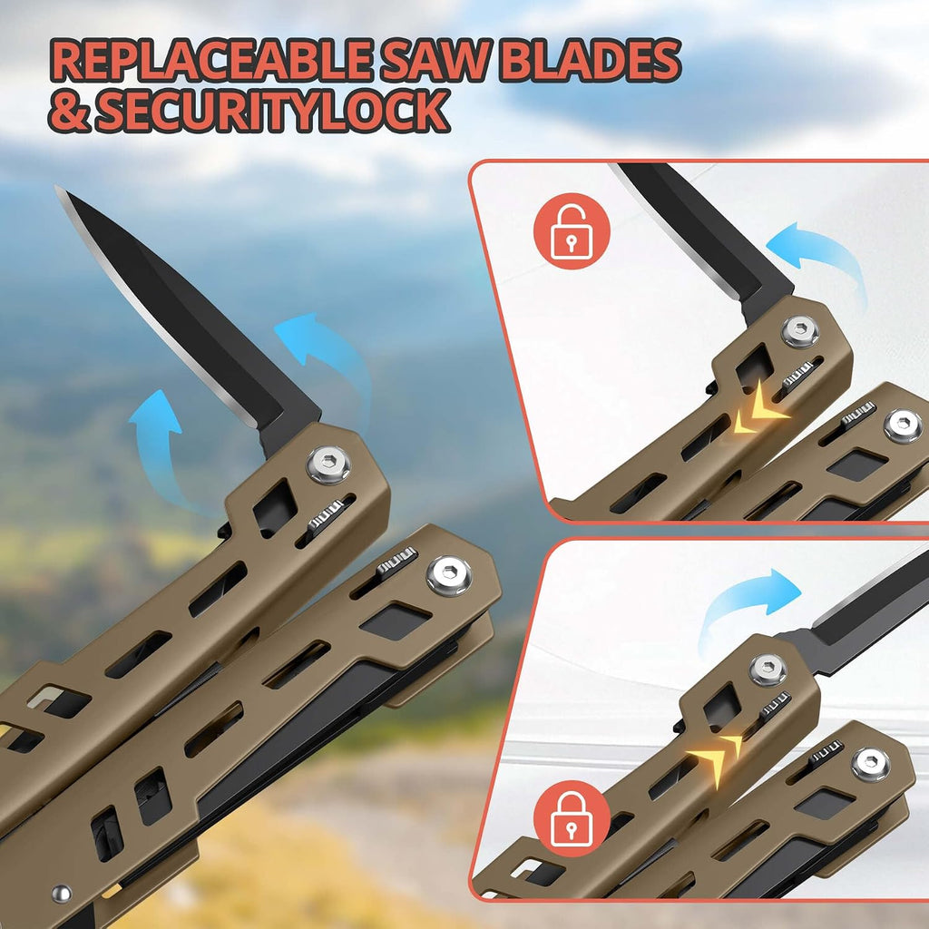 Multitool 17-in-1 Stainless Steel Multi Tool with Pocket Knife Needle Nose Pliers Bottle Opener Screwdriver