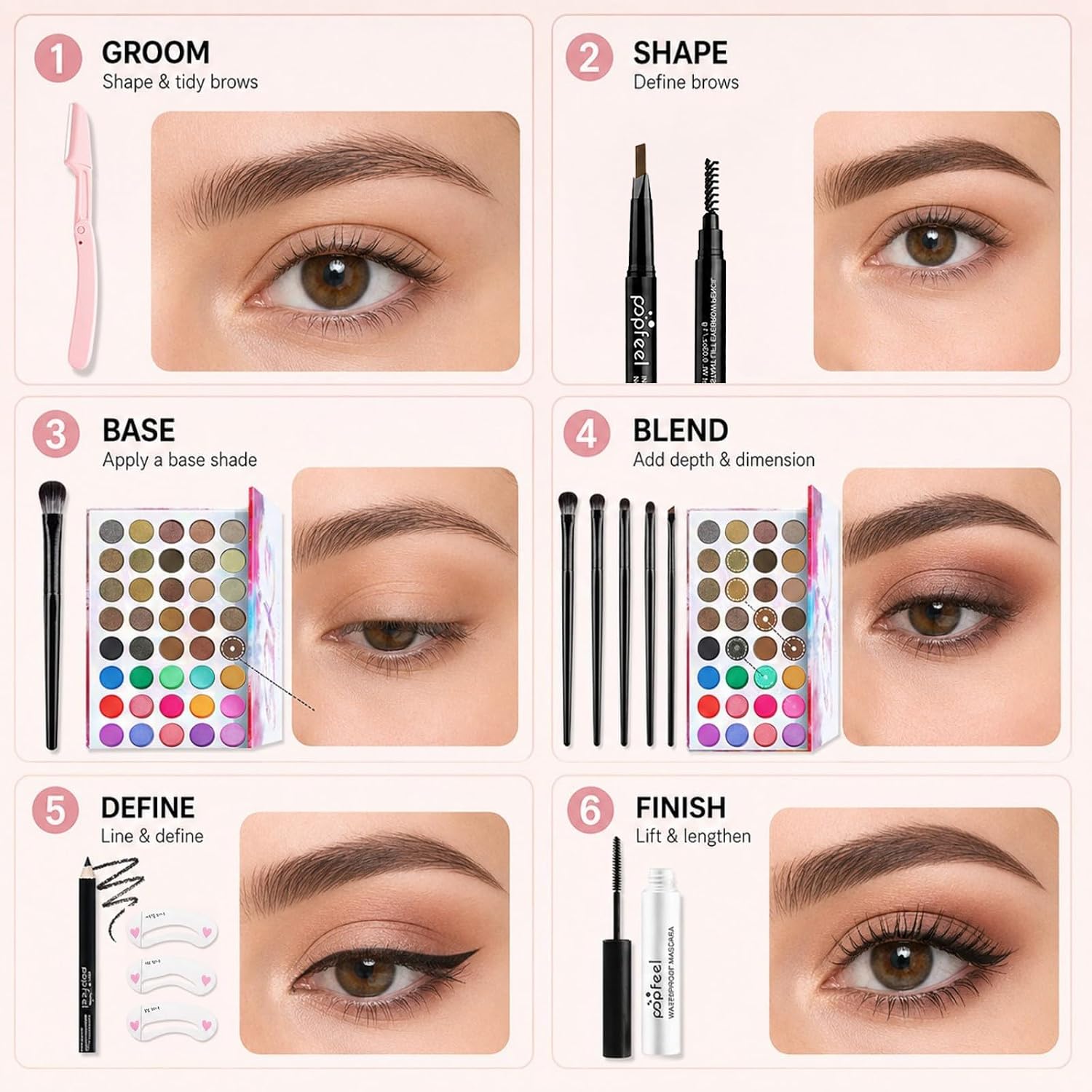 40-Color Eyeshadow Palette Eye Makeup Set (Black) | 40 Color Shade Palette All-in-One Kit Begineer Friendly Full Eye