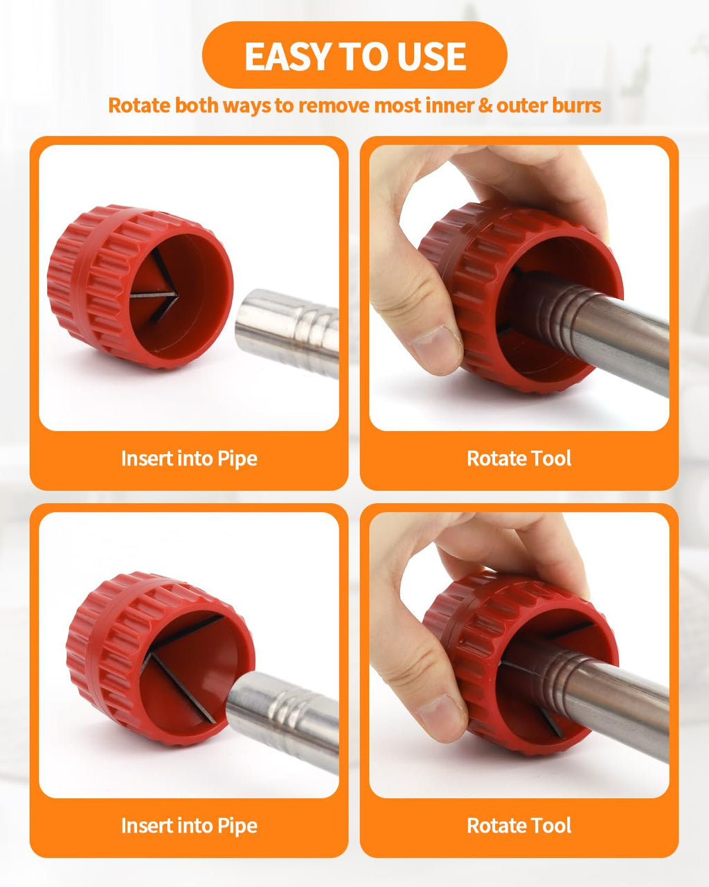 1/4'' - 1'' Depth Gauge with Pipe Deburring Tool Kit, 1/8'' to 1-5/8'' Inner Outer Reamer Pipe Deburring Tubing