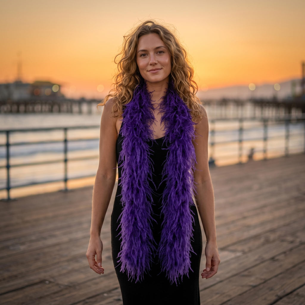 5 ply Purple Ostrich Feather Boas.