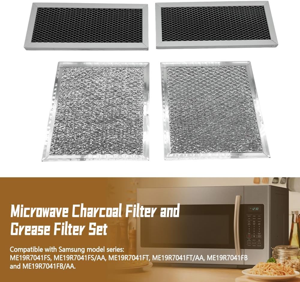 Microwave Charcoal Filter and Grease Filter Set Fit for Samsung