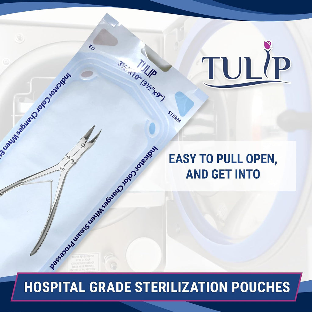 Self Sealing Sterilization Pouch 3.5" x 10" (200 Pack) - Autoclave Sterilizer Bags for Clean Tools - Dental and Nail