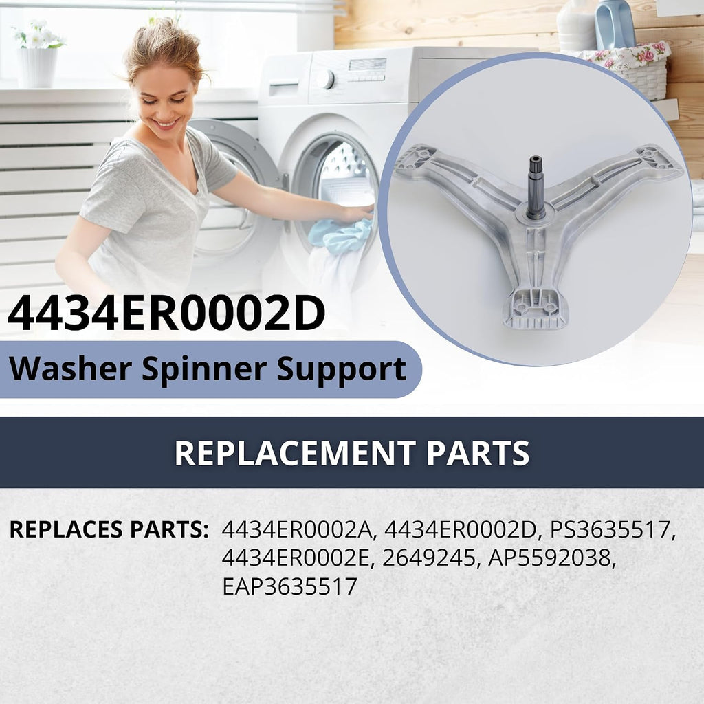 4434ER0002D 4434ER0002A Washer Spinner Support - Washer Spinner Replacement Compatible with Kenmore, LG Washing Machine – Durable Iron Spider Drum Support 4434ER0002B 4434ER0002E AP5592038 WM2501HWA