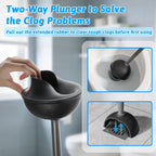 Toilet Brush and Plunger Set, Curved Head Deep Clean, Grey 2 Pack