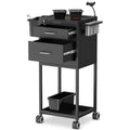 Wheeled Lockable Metal Salon Cart with Drawers & 2 Magnetic Bowls | Rolling mobile storage trolley designed for