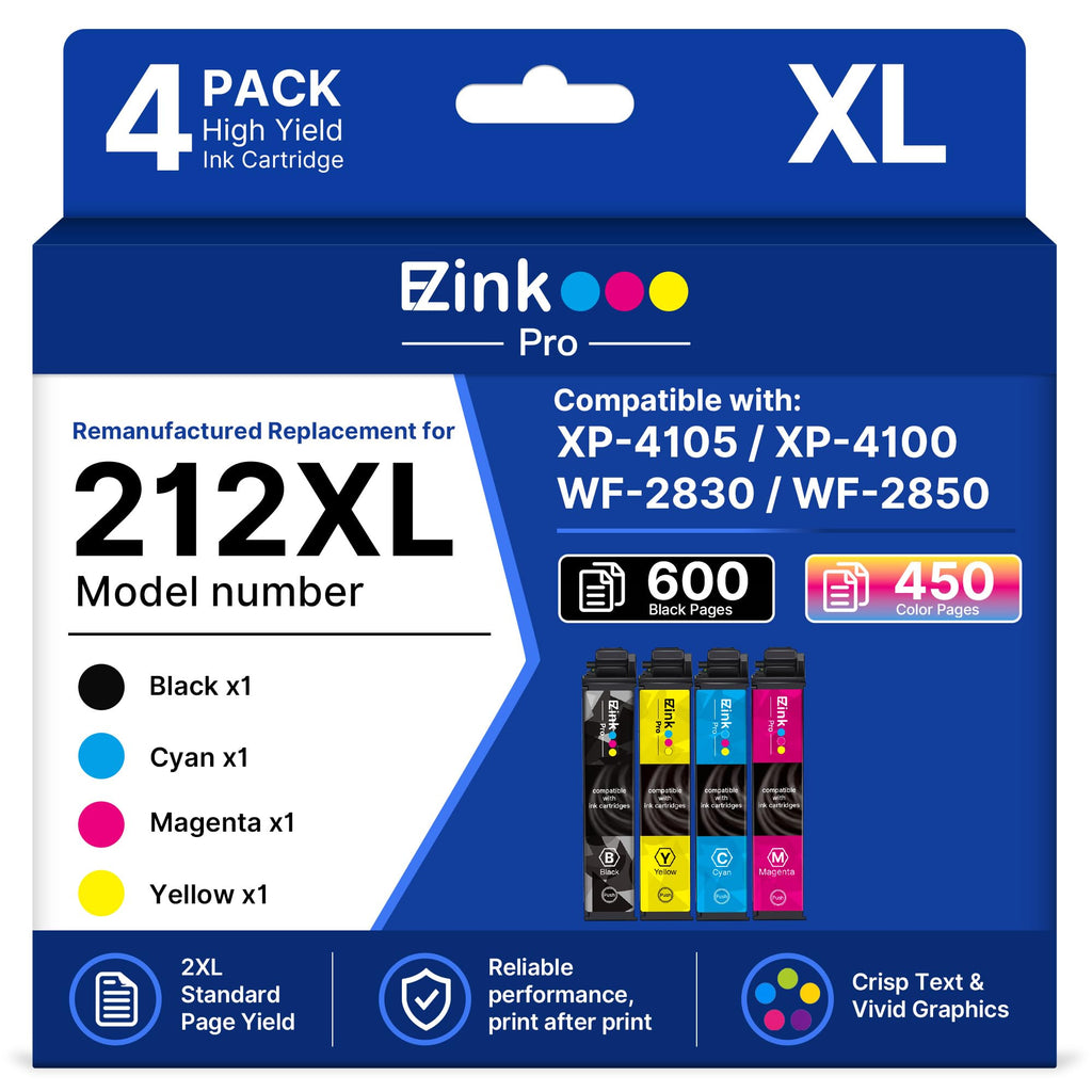Remanufactured Ink Replacement for Epson 212 Ink Cartridges Combo Pack