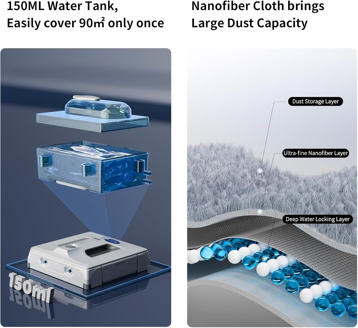 A1 Auto Window Cleaning Robot, Upgraded 4 Water Spray & 6000PA High Suction Power Window Cleaner with Laser Sensor