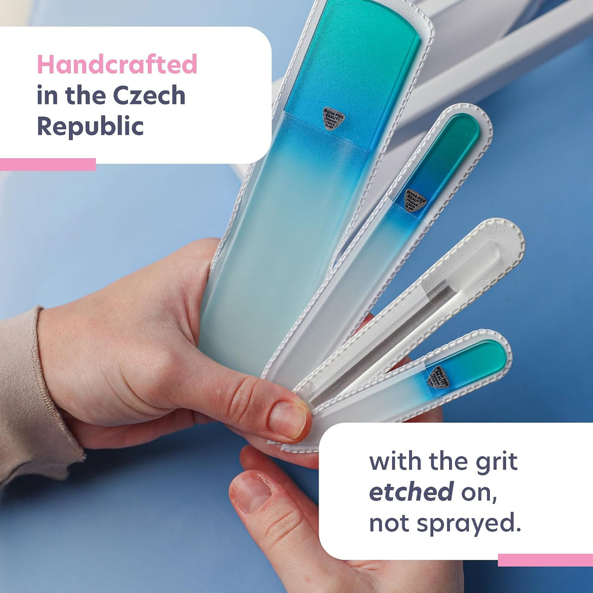Czech Glass Gift Set: Foot File, Nail File, Cuticle Pusher
